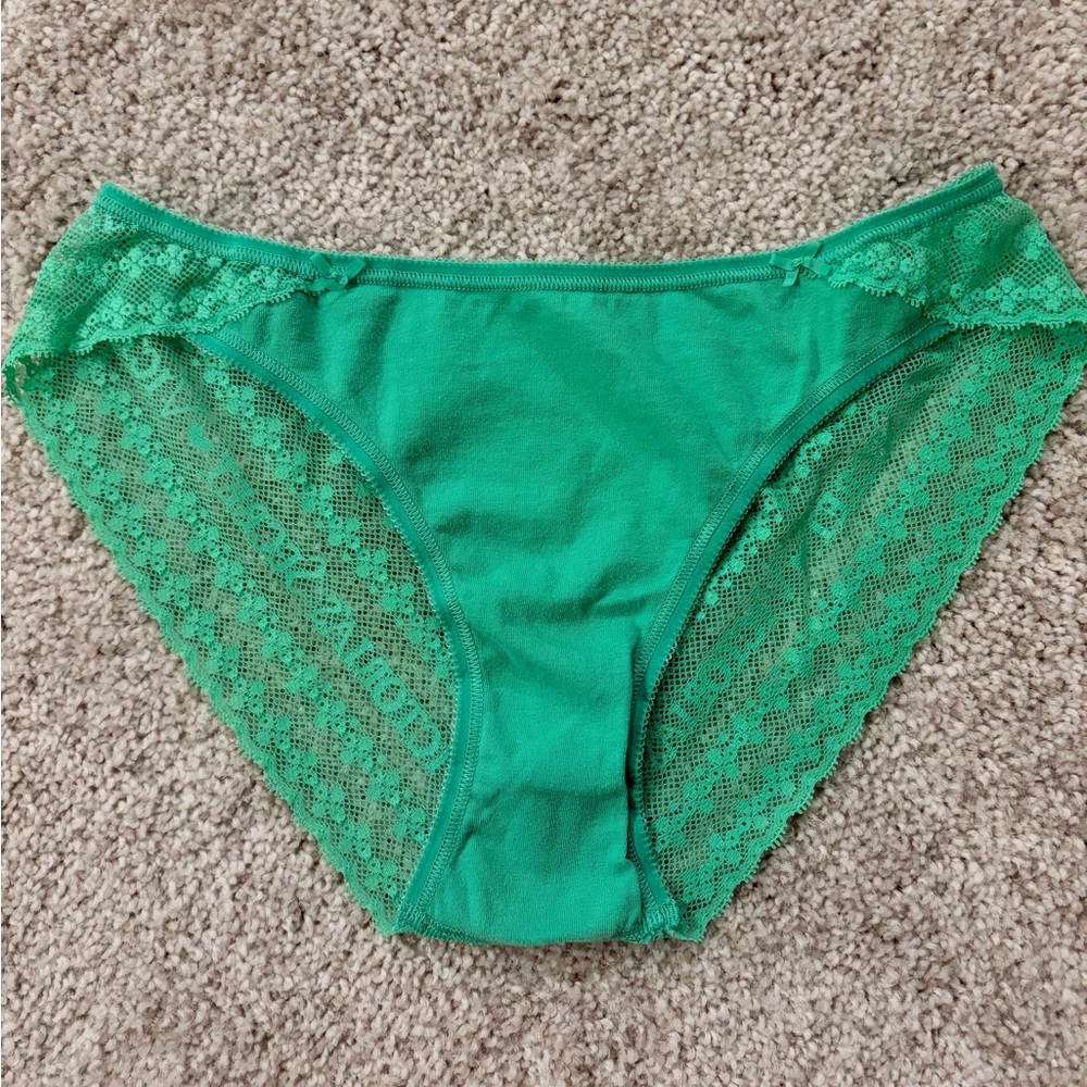VS low rise cotton bikini panty with lace trim